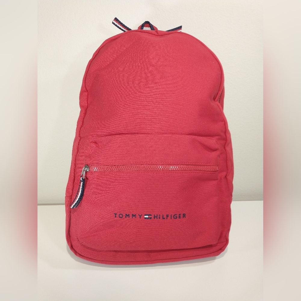 Tommy Hilfiger Jackson Canvas Backpack, Red Weekend Commuter Bag ,NewWithout Tag